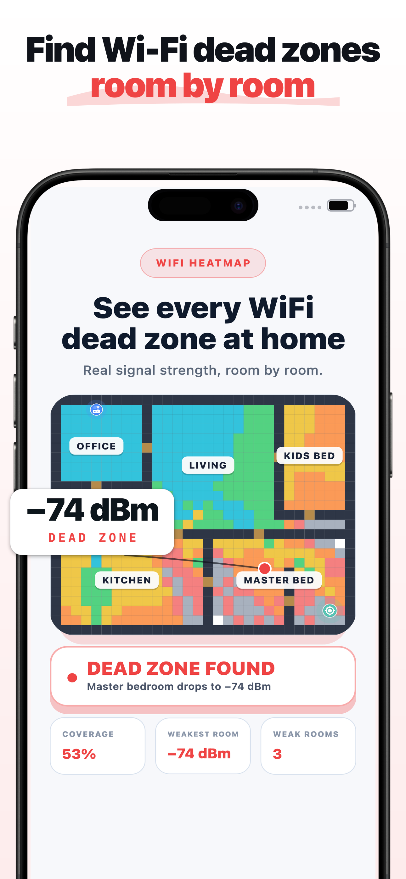 Find Wi-Fi dead zones room by room